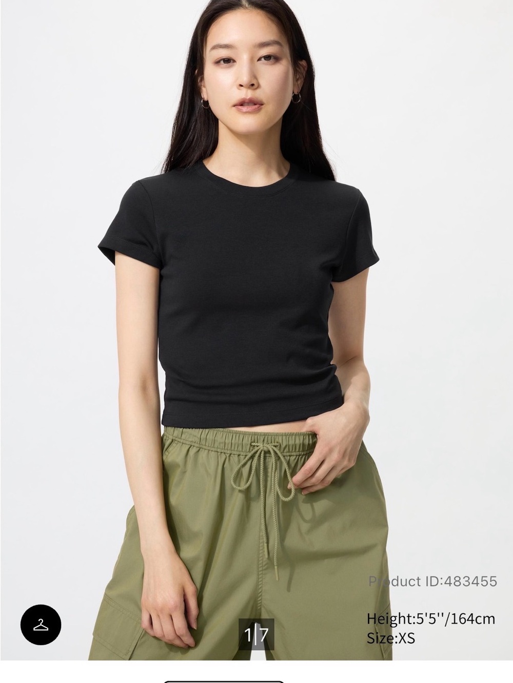 Women's Black Short Sleeve Crewneck Top